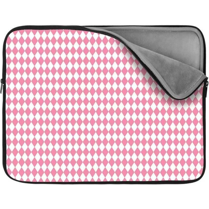 Sablio Obal na notebook Ružovo-biele kosoštvorce 65426984