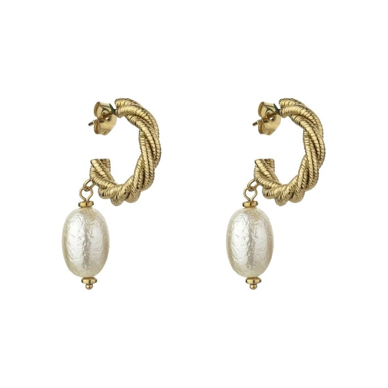 Marc Malone Pozlátené náušnice s umelou perlou Grace White Earrings 66588892