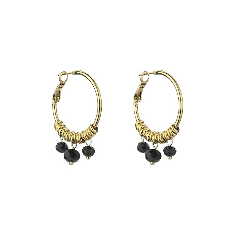Marc Malone Pozlátené kruhové náušnice Zoey Black Earrings MCE23010G 66593367