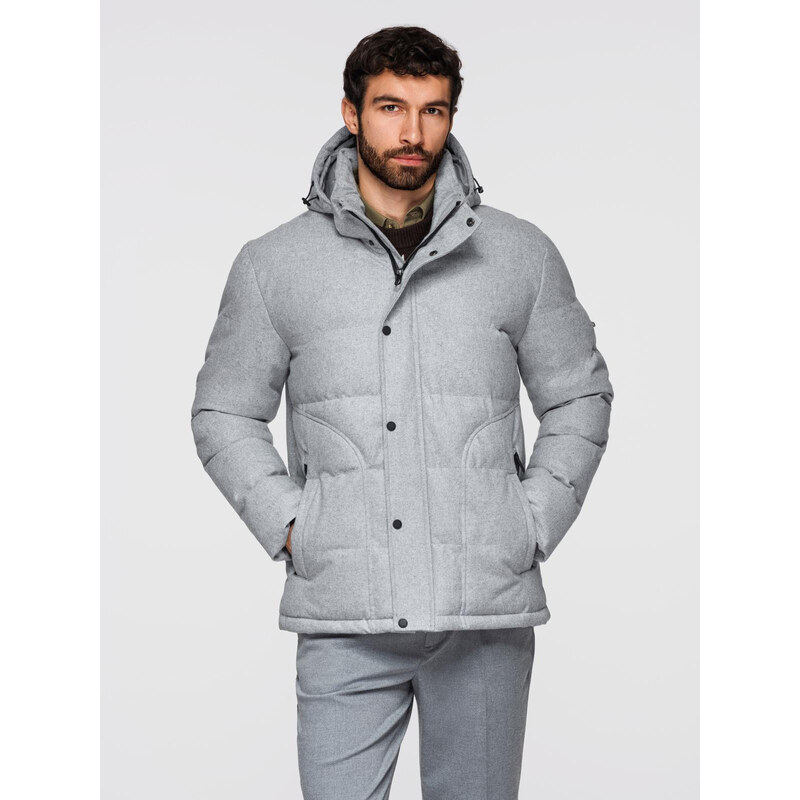Ombre Mens lightweight jacket with mesh lining and hood - grey 64785172