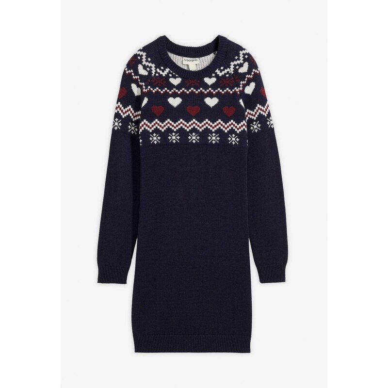 bonprix Pletené šaty, farba modrá 66924416