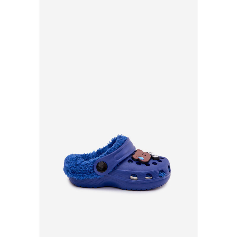 Boto Penové Dětské Pantofle Vyhřívané S Kožešinou S Přezkami Tmavě 67261922