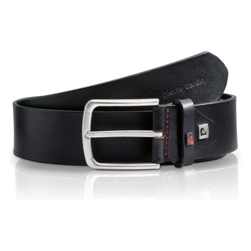 Čierny pánsky kožený opasok Pierre Cardin s elegantnou prackou 67314734