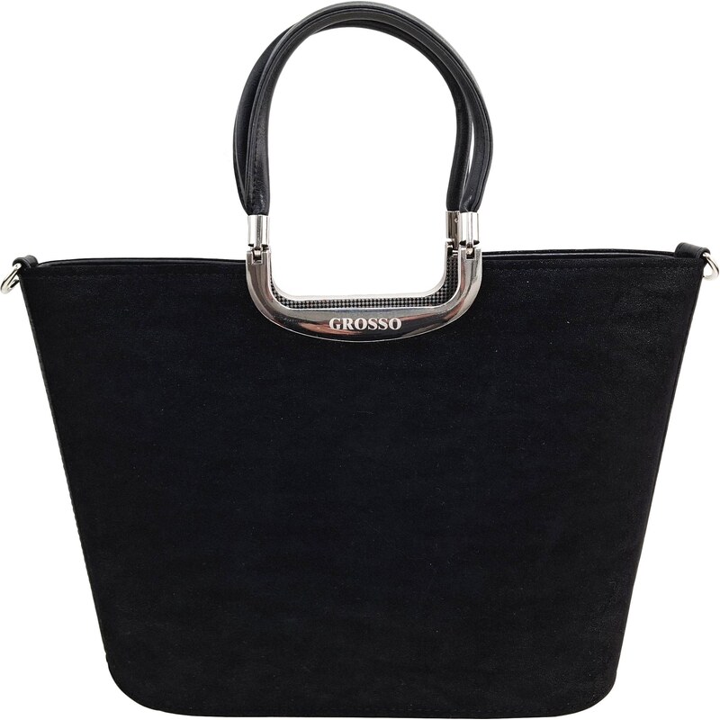 GROSSO Čierna velúrová elegantná kabelka do ruky S7 66937849