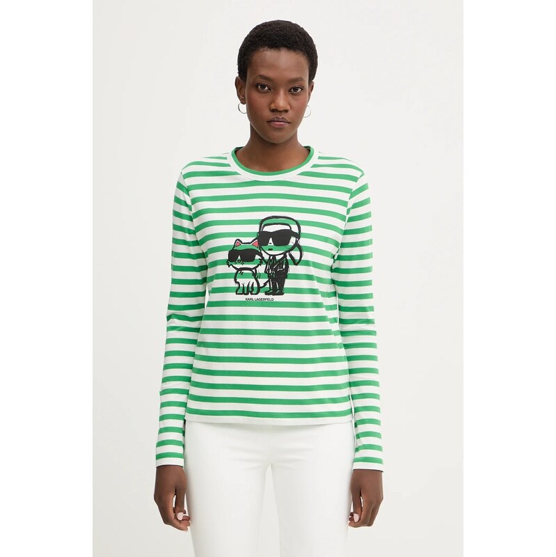 Bavlnené tričko s dlhým rukávom Karl Lagerfeld IKON 66959052