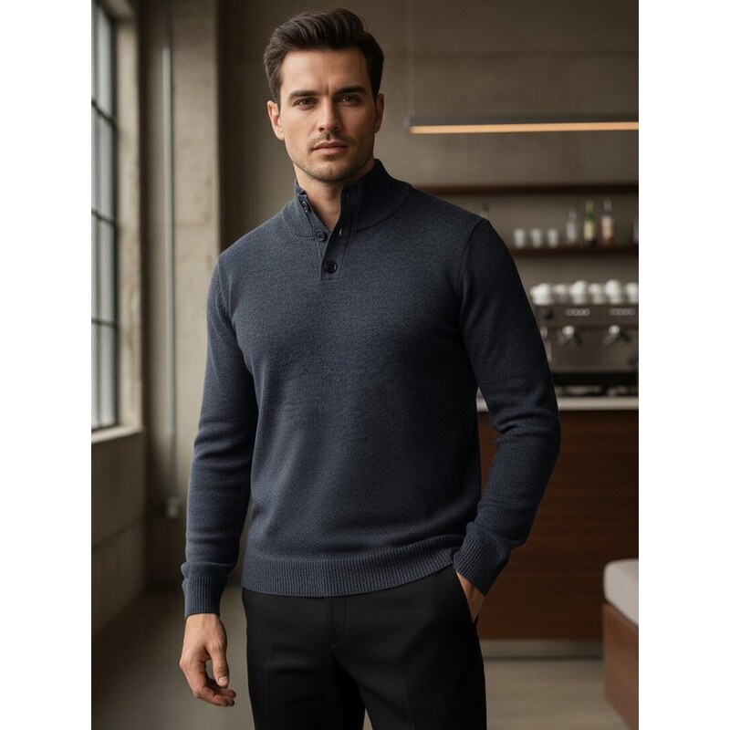 Dstreet Štýlový pánsky modrý sveter s gombíkmi 66939824