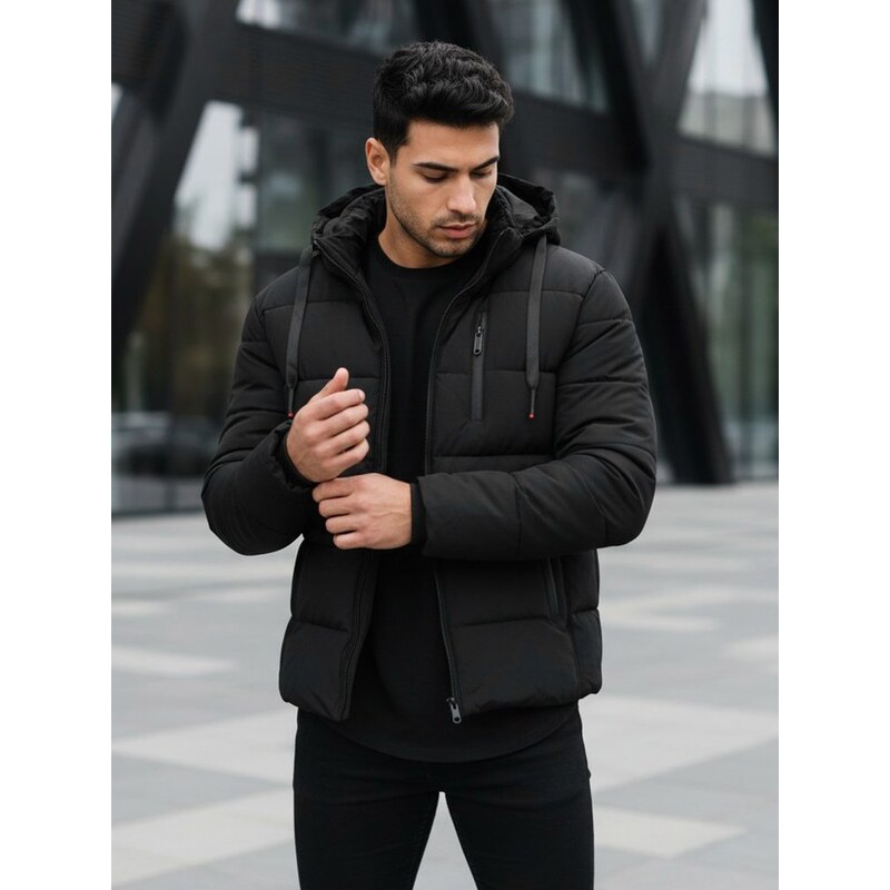 Dstreet Trendy čierna bunda na zimu s kapucňou 66939828