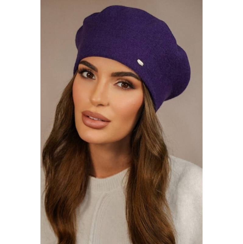 Kamea Fialová elegantná dámska baretka na zimu Kiang, Farba fialová 66941013