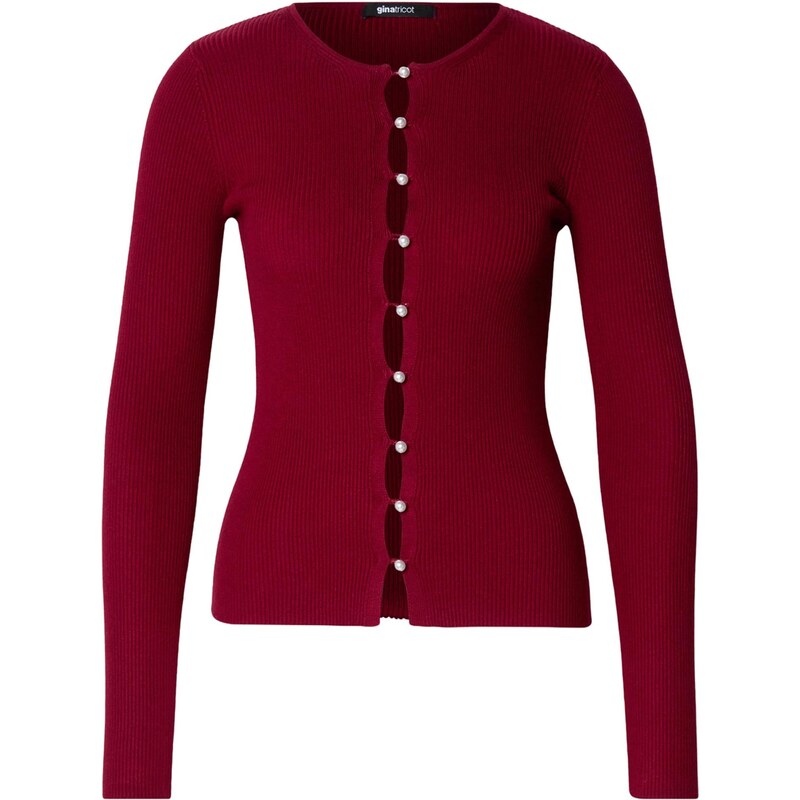 Gina Tricot Kardigán tmavočervená / perlovo biela 66945476