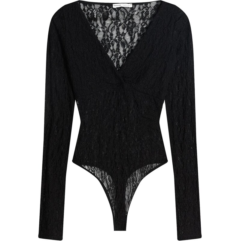 Bershka Košeľové body čierna 66945588