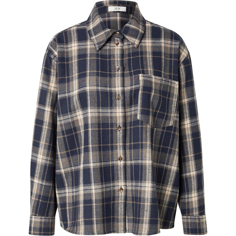 JDY Blúzka JDYMADDIE nebielená / tmavomodrá / hnedá 66945759