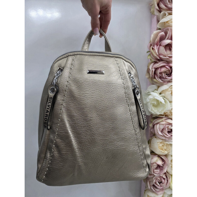 E-shop Katrins Fashion Športový metalický menší ruksak SilviaRosa