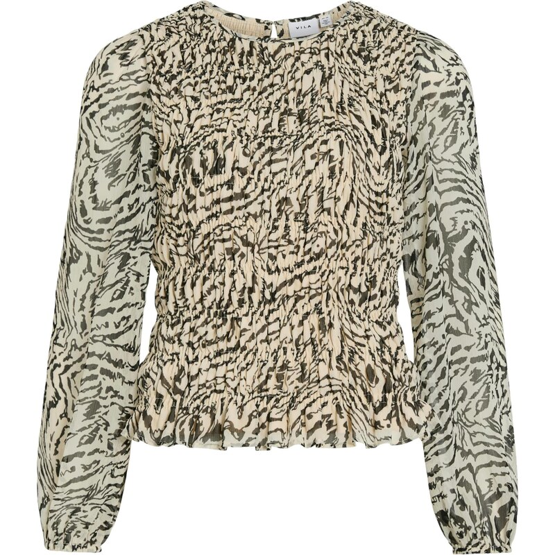 VILA Blúzka VIFALIA béžová / čierna 66952119