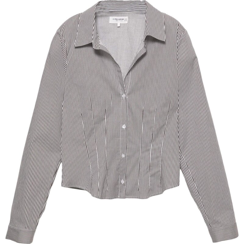 Pull&Bear Blúzka hnedá / biela 66952216