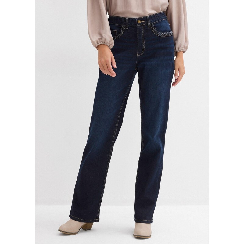 bonprix Džínsy, rovné, High Waist, s vreckovými detailmi, farba modrá 65806551