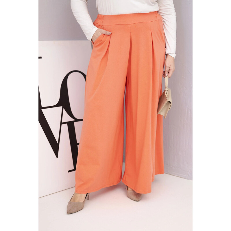 K-Fashion Dámske Plus veľkosť bavlnené nohavice so širokými nohavicami 66957025