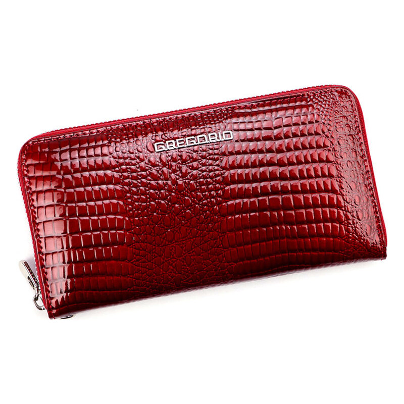 Veľká červená dámska kožená peňaženka na zips Gregorio 48524725