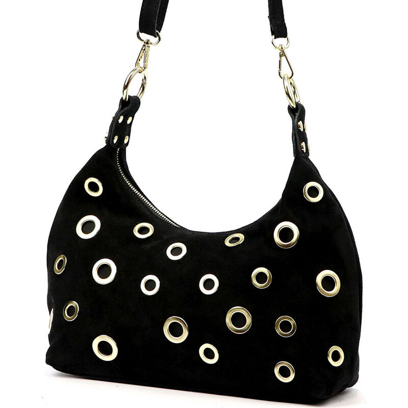 Gregorio Dizajnová čierna kabelka z brúsenej kože 66962013