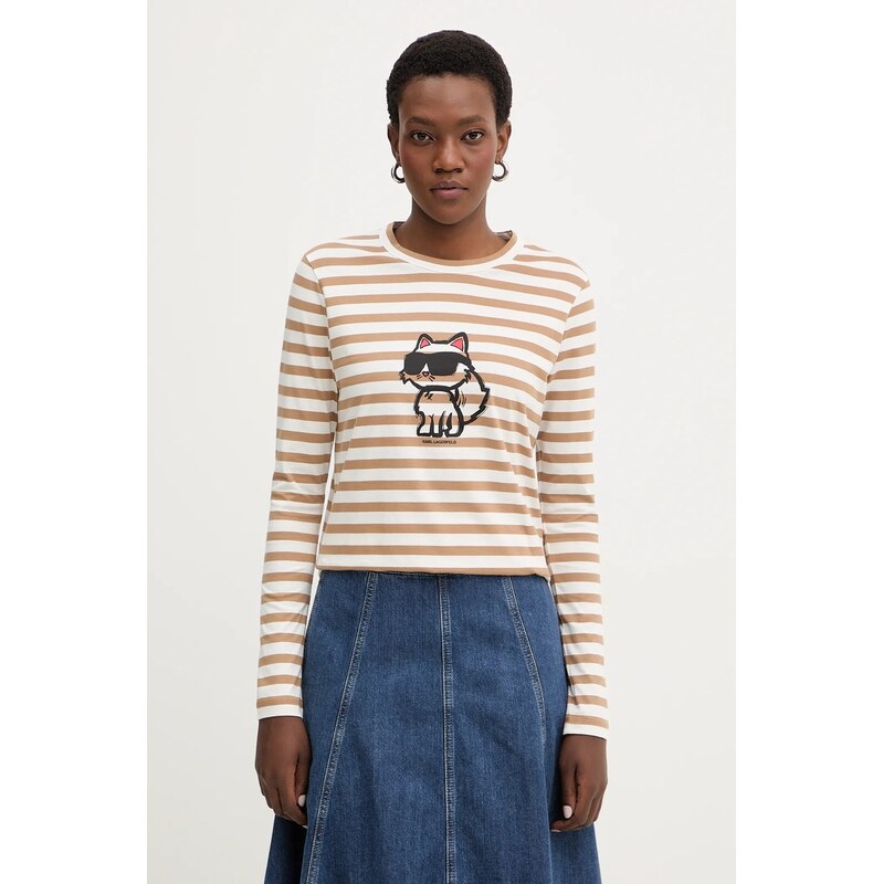 Bavlnené tričko s dlhým rukávom Karl Lagerfeld IKON 66963387