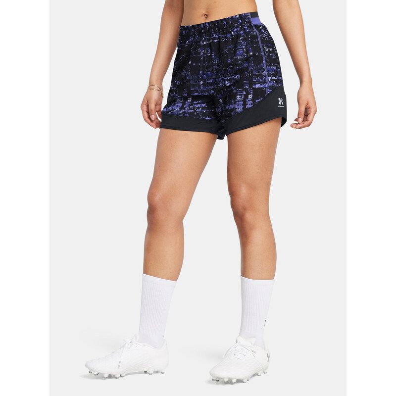 Čierno-fialové dámske vzorované športové kraťasy Under Armour UA Ws Ch 52523580