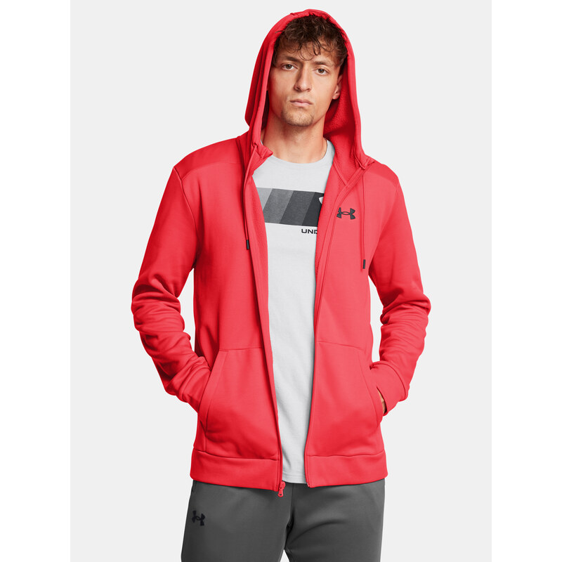 Mens sweatshirt Under Armour UA Armour Fleece FZ Hoodie-RED - Mens 64784449