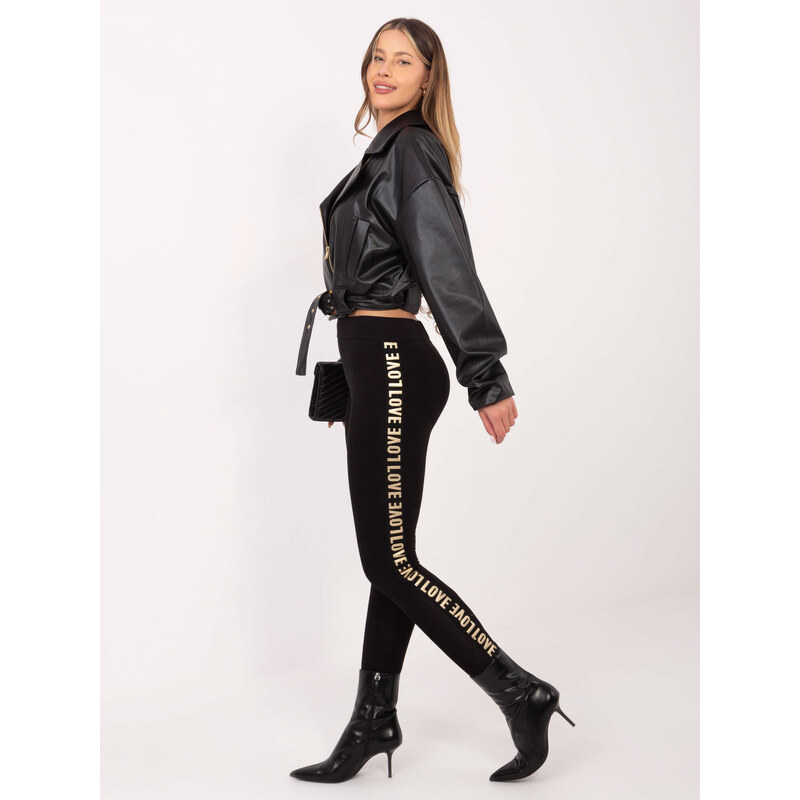 BASIC Čierne legíny s nápismi Love na bokoch -VI-LG-5024.18P-black 37318226