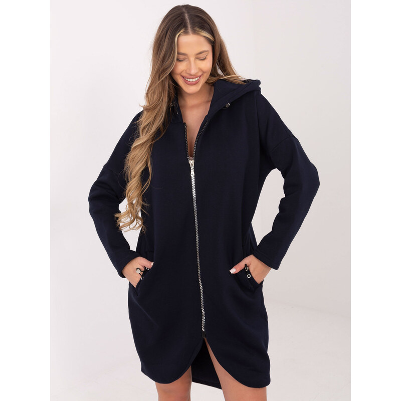 RUE PARIS Dámska tmavo modrá mikina na zips RV-BL-4858-1.99P-dark blue 66148991