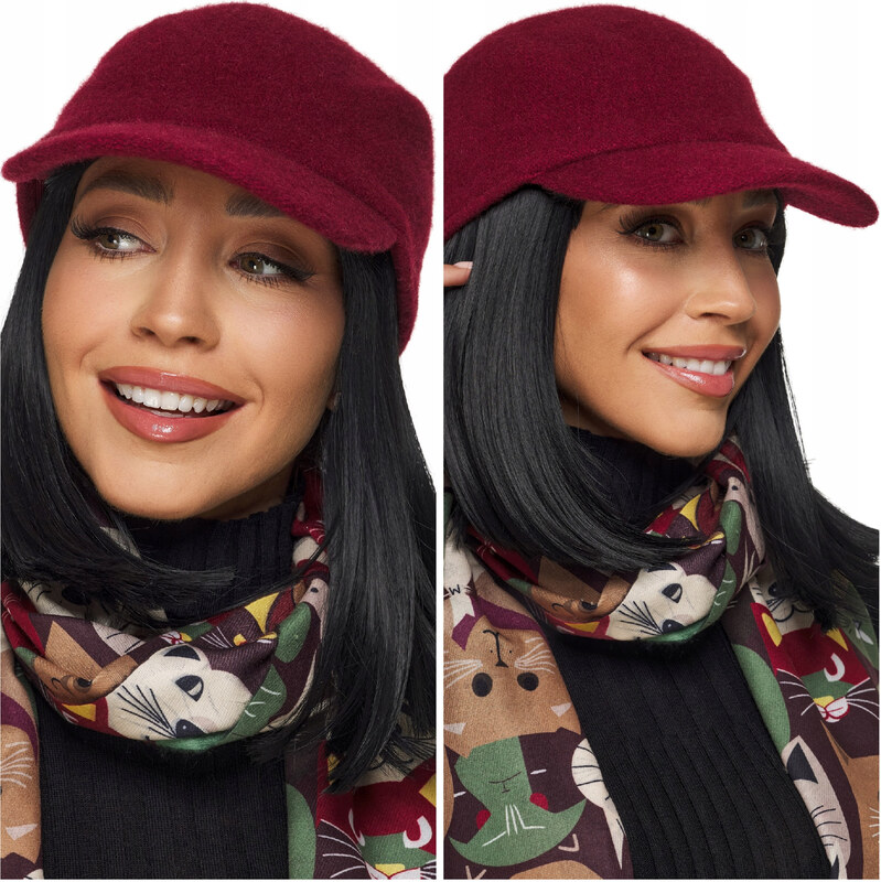 Fashionweek Zimná čiapka so šiltom v bordovej farbe KARR409 66967248