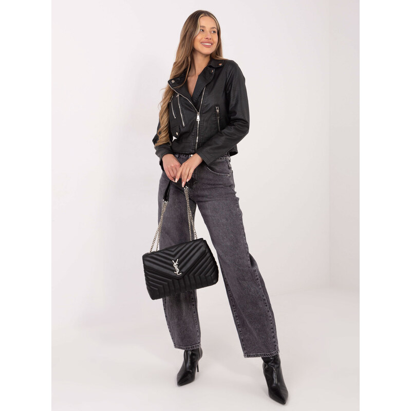 BASIC Čierny koženkový krivák so zipsami NM-DE-KR-G87.00P-black 22010289