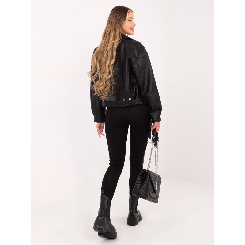 RUE PARIS Čierne legíny so striebornými nápismi -LA-LG-T-45.78P-black 57948088