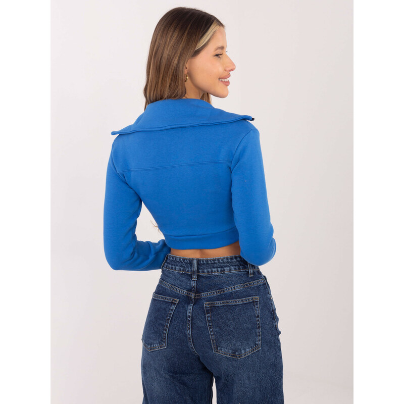 RUE PARIS Modrá dámska crop mikina na zips RV-BL-7305.79-blue 57949169
