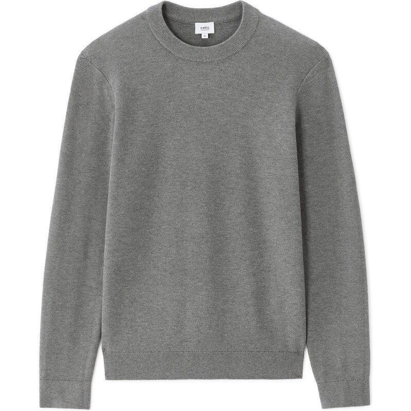 Celio sivý sveter s okrúhlym výstrihom 66971660