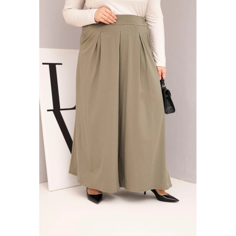 K-Fashion Dámske Plus veľkosť bavlnené nohavice so širokými nohami a 66957015