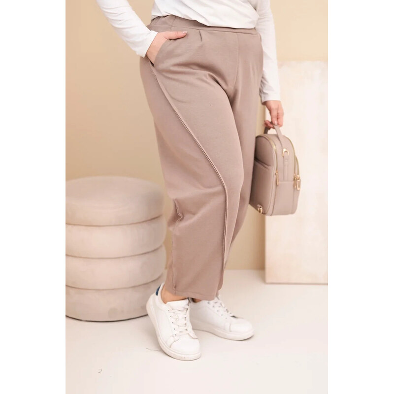 K-Fashion Dámske Plus veľkosť bavlnené voľné fit vysoký pás Fango 66957012