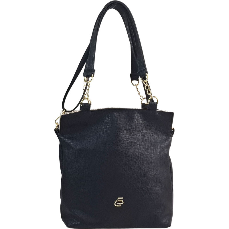 GROSSO Čierna elegantná kabelka cez rameno so zlatými doplnkami 66972467