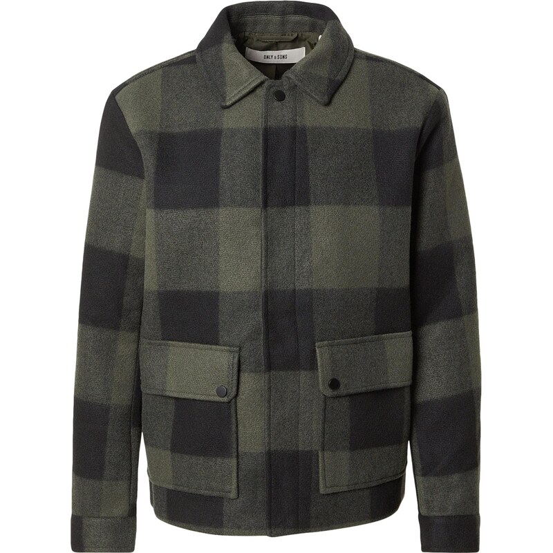 Only & Sons Prechodná bunda ONSCONNOR tmavozelená / čierna 66039236