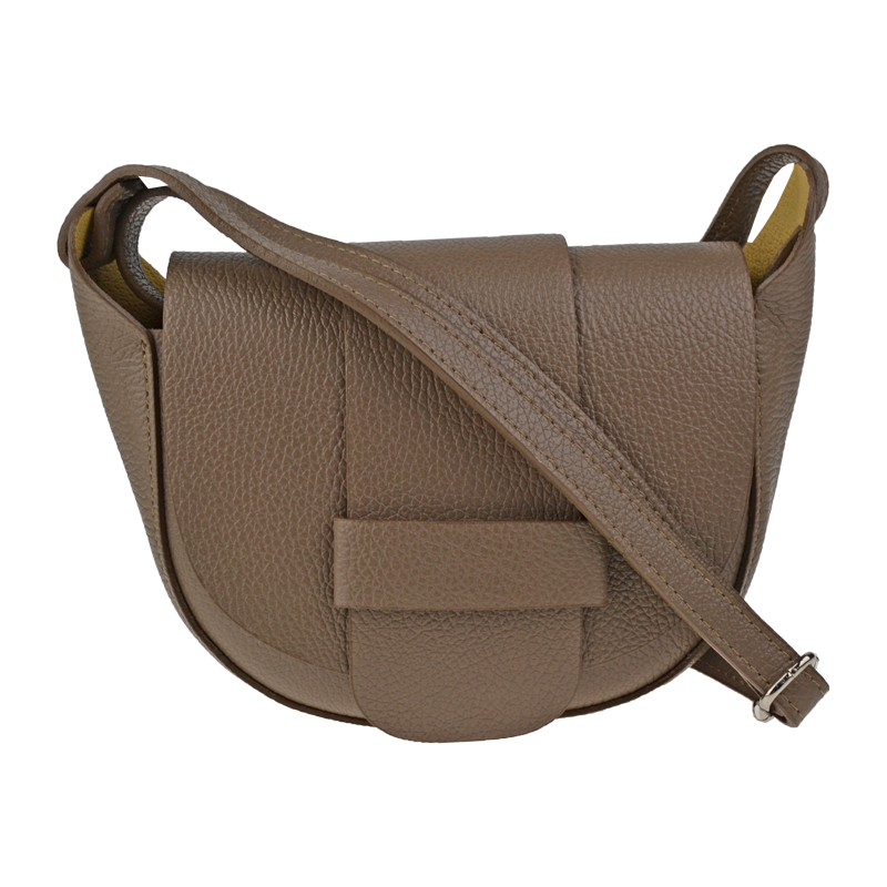 Hnedá kožená talianska crossbody kabelka Rerta Taupe Scura NovaKabelka 66973938