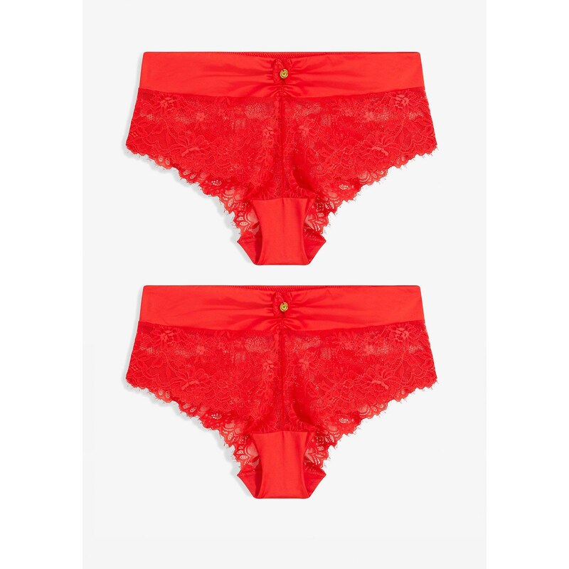 bonprix Nohavičky panty (2ks v balení), farba červená 58487202