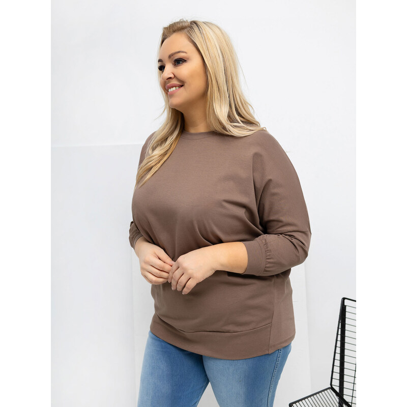 RELEVANCE Plus size mikina v tmavobéžovej farbe 66975928