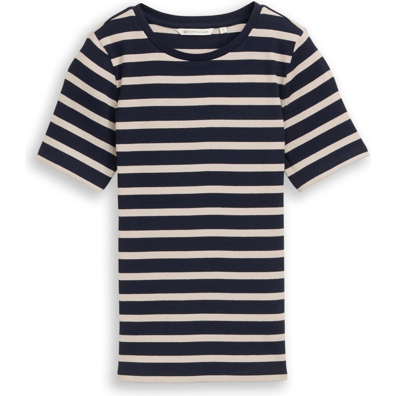 TOM TAILOR DENIM Tričko béžová / námornícka modrá 66976702