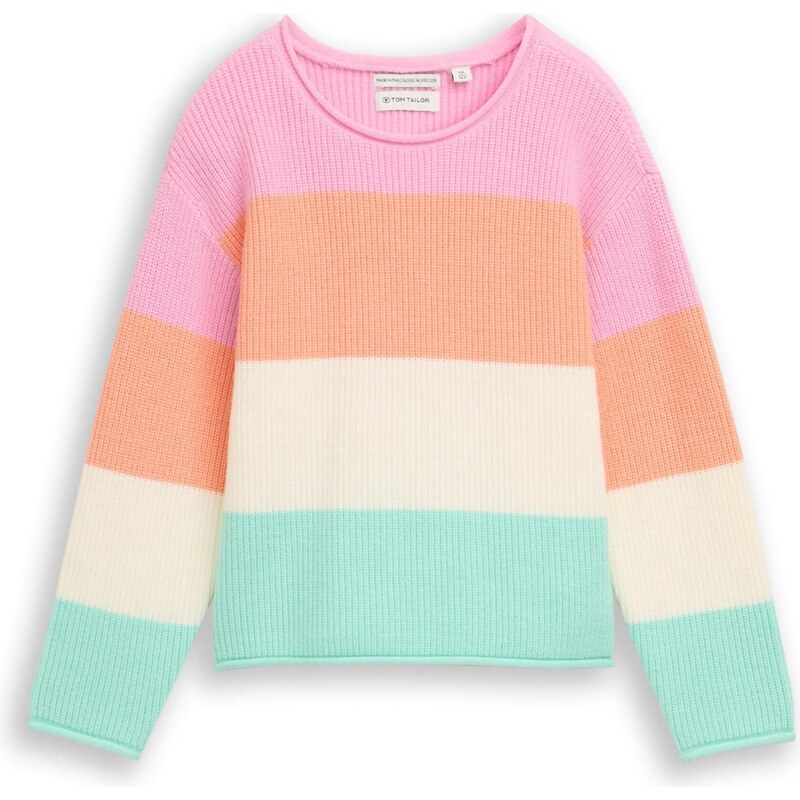 TOM TAILOR Sveter mätová / marhuľová / svetloružová / biela ako vlna 66976715
