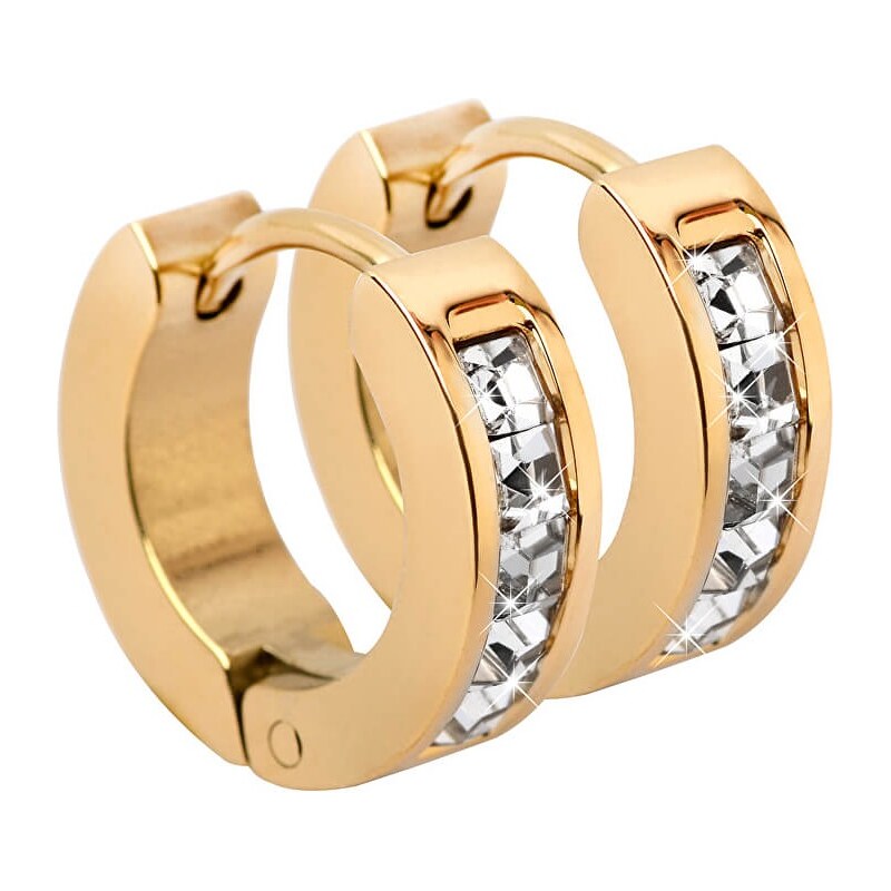 Troli Pozlátené oceľové náušnice krúžky s kryštálmi 66841056