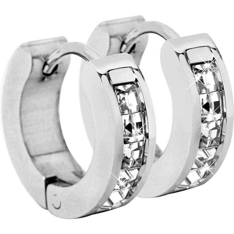 Troli Oceľové náušnice krúžky s kryštálmi 66579606