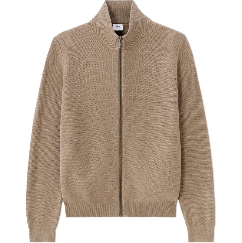 Celio hnedý sveter na zips 66980344