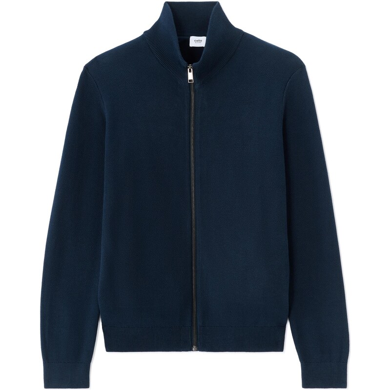 Tmavomodrý sveter na zips Celio 66980377