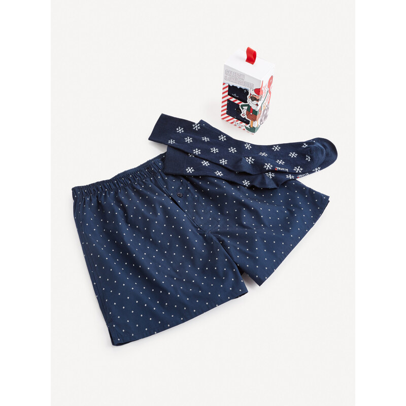 Celio Súprava tmavomodrých pánskych treniek a ponožiek 66984186