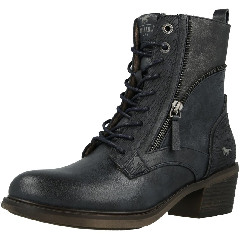 MUSTANG Šnurovacie členkové čižmy tmavomodrá / čierna 66985937