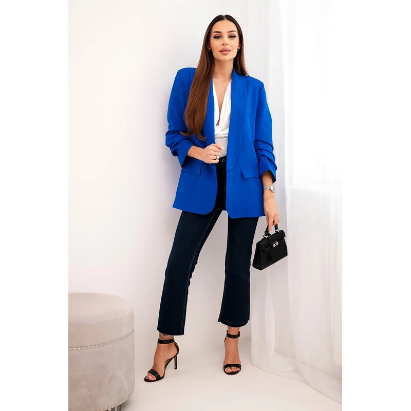 Kesi Włoski Elegant jacket with lapels purple blue 60708609