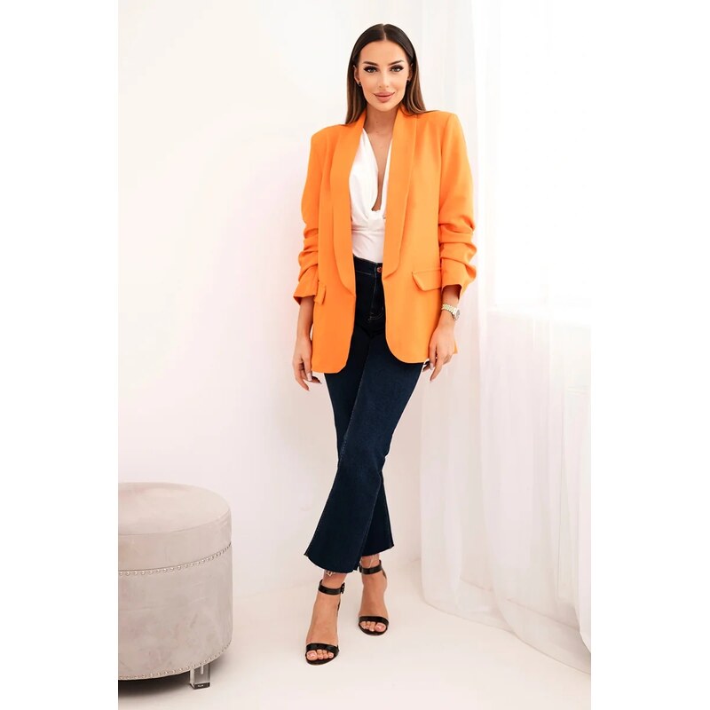 Kesi Włoski Elegantná bunda s chlopňami tmavo oranžová 64668522