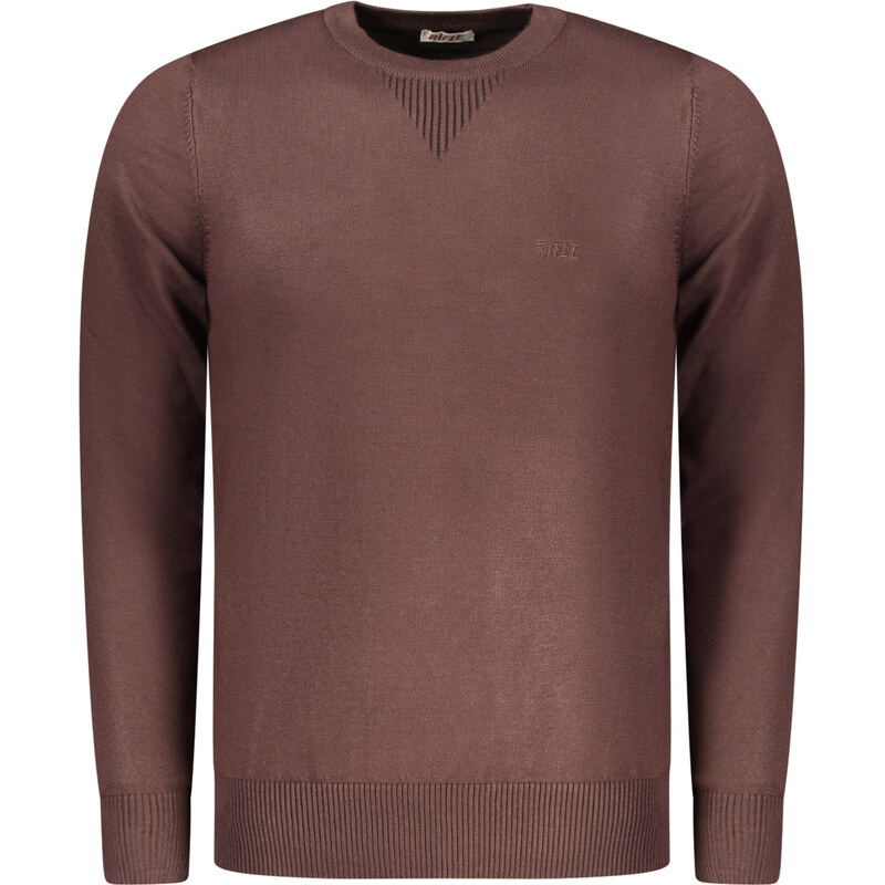 Rifle Pánsky hnedý sveter s výšivkou 66995721